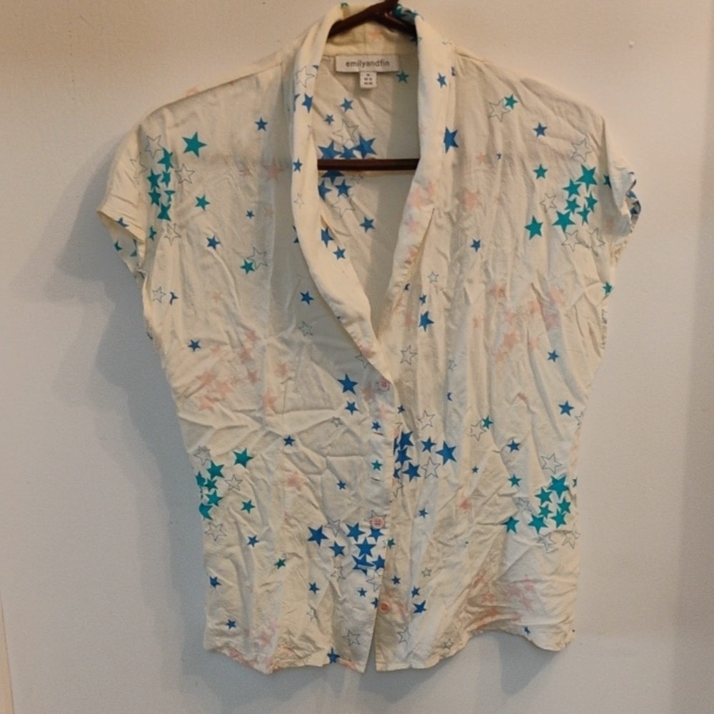 Star Patterned Button-Up Blouse